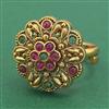 Antique Adjustable Ring With Matte Gold Plating