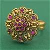 Antique Adjustable Ring With Matte Gold Plating