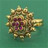 Antique Adjustable Ring With Matte Gold Plating