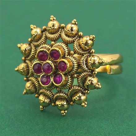 Antique Adjustable Ring With Matte Gold Plating