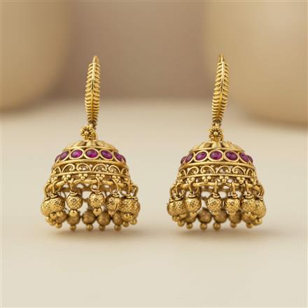 Antique Jhumki With Matte Gold Plating