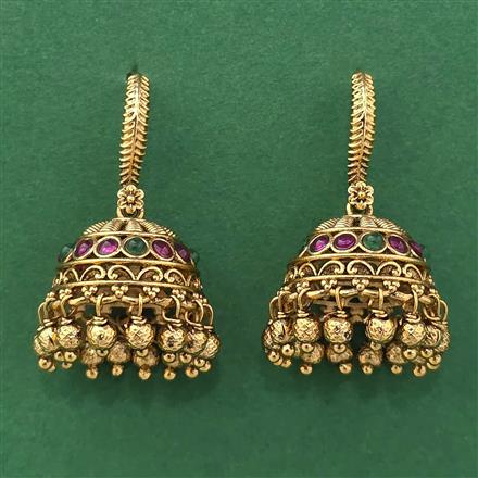 Antique Jhumki With Matte Gold Plating