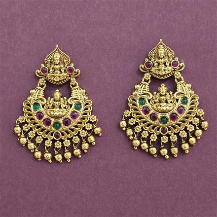 Antique South Indian Earring With Matte Gold Plating