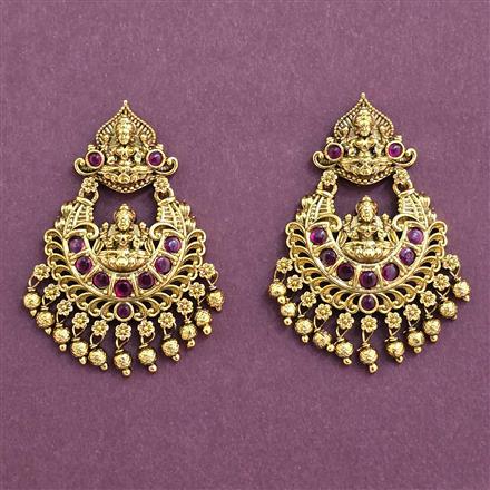 Antique South Indian Earring With Matte Gold Plating