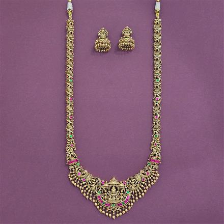 Antique South Indian Necklace Set With Matte Gold Plating