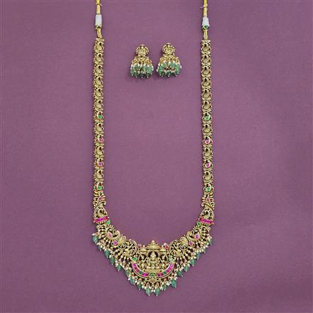 Antique South Indian Necklace Set With Matte Gold Plating