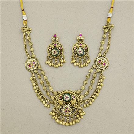 Antique Moti Necklace With Gold Plating