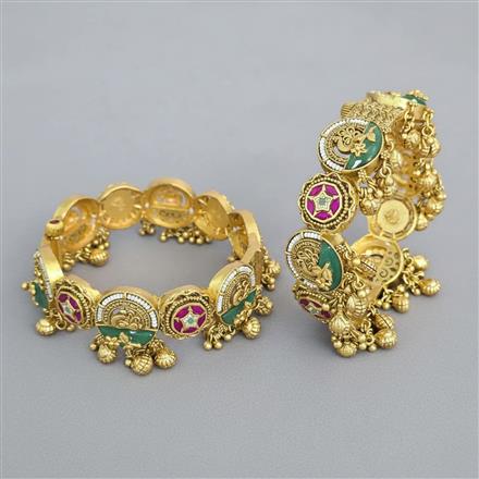 Antique Openable Bangles With Matte Gold Plating