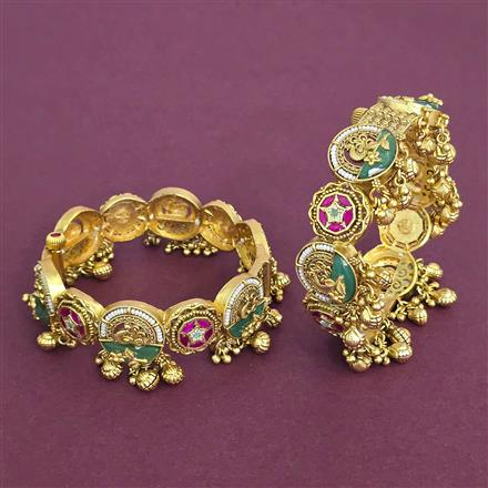 Antique Openable Bangles With Matte Gold Plating