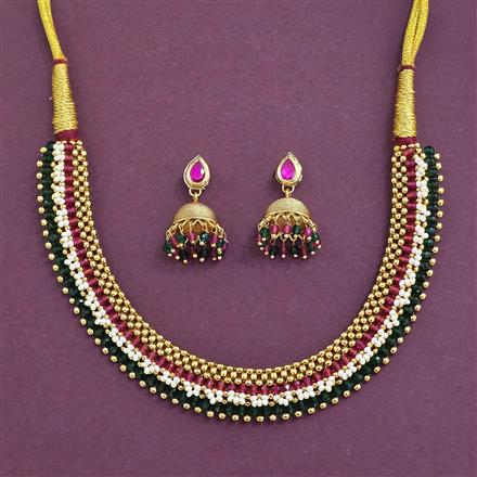 Antique Thushi Necklace Set With Gold Plating