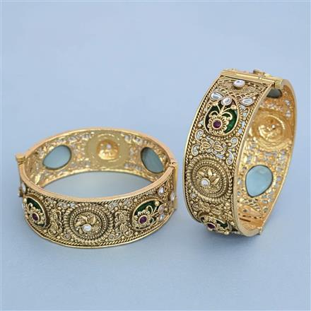 Antique Openable Bangles With Matte Gold Plating