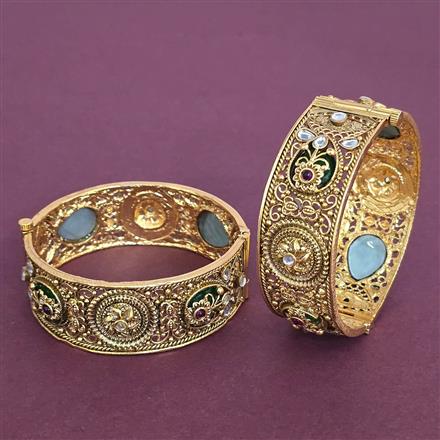 Antique Openable Bangles With Matte Gold Plating