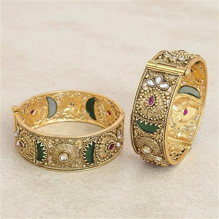 Antique Openable Bangles With Matte Gold Plating