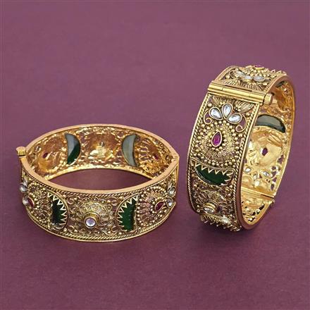 Antique Openable Bangles With Matte Gold Plating