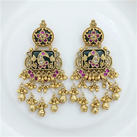Antique Moti Earring With Matte Gold Plating