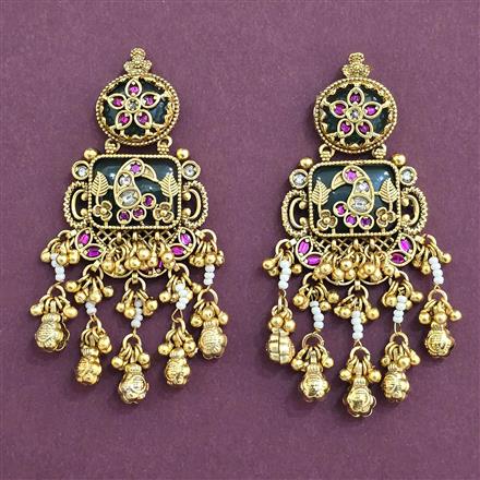 Antique Moti Earring With Matte Gold Plating