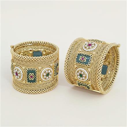 Antique Openable Bangles With Matte Gold Plating