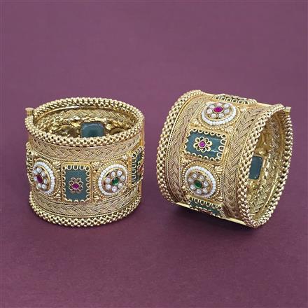 Antique Openable Bangles With Matte Gold Plating