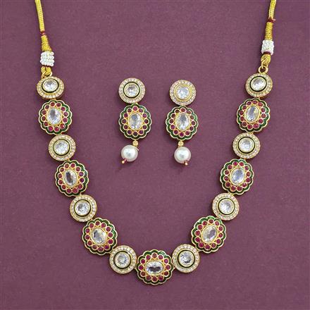 Antique Meenakari Necklace Set With Gold Plating