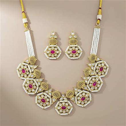 Antique Moti Necklace Set With Gold Plating