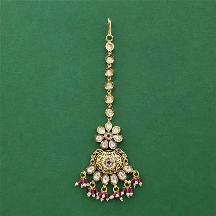Antique Moti Tikka With Matte Gold Plating
