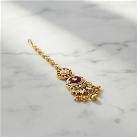 Antique Moti Tikka With Matte Gold Plating