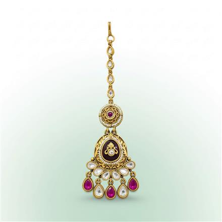 Antique Moti Tikka With Matte Gold Plating