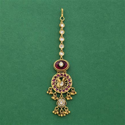 Antique Moti Tikka With Matte Gold Plating