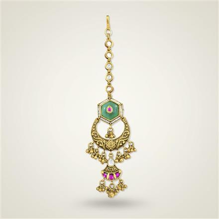 Antique Moti Tikka With Matte Gold Plating