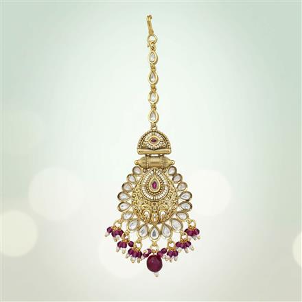 Antique Moti Tikka With Matte Gold Plating