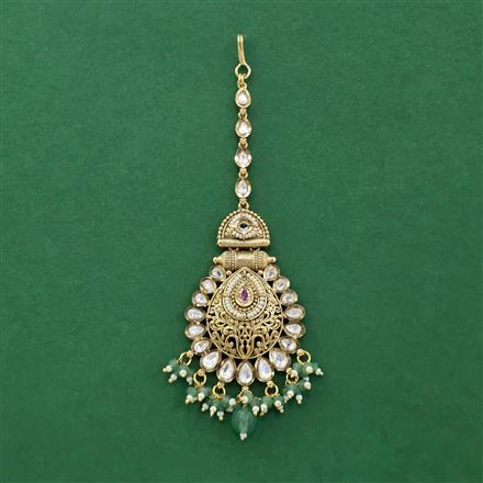 Antique Moti Tikka With Matte Gold Plating