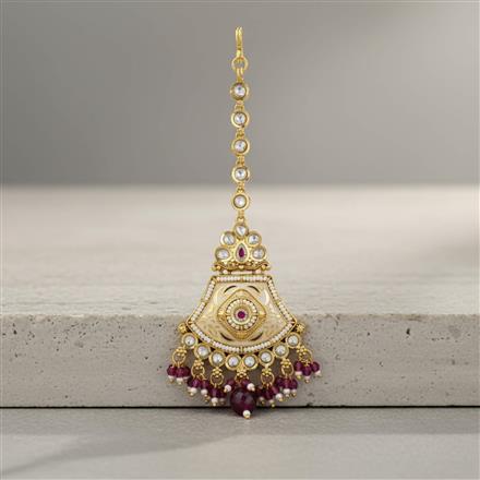 Antique Moti Tikka With Matte Gold Plating