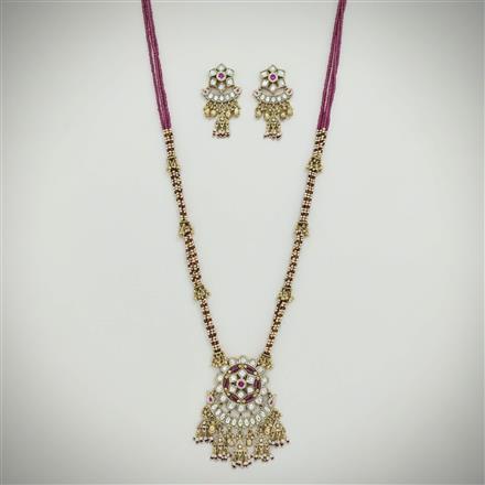 Antique Moti Pendant Set With Matte Gold Plating