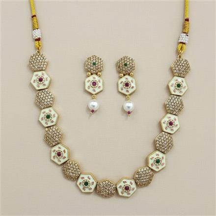 Antique Meenakari Necklace Set With Gold Plating