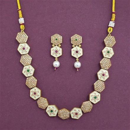 Antique Meenakari Necklace Set With Gold Plating