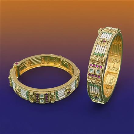 Antique Openable Bangles With Matte Gold Plating