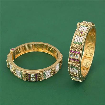 Antique Openable Bangles With Matte Gold Plating