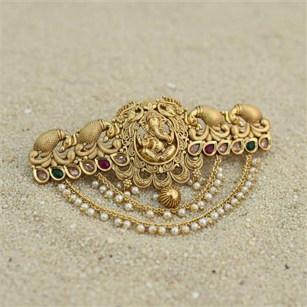 Antique Temple Hair Clip With Gold Plating