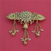 Antique Moti Hair Clip With Gold Plating