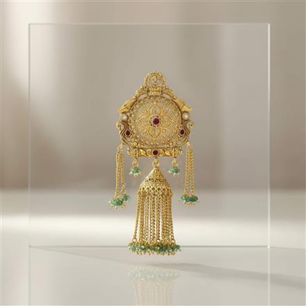 Antique Moti Hair Brooch With Gold Plating