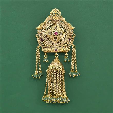 Antique Moti Hair Brooch With Gold Plating