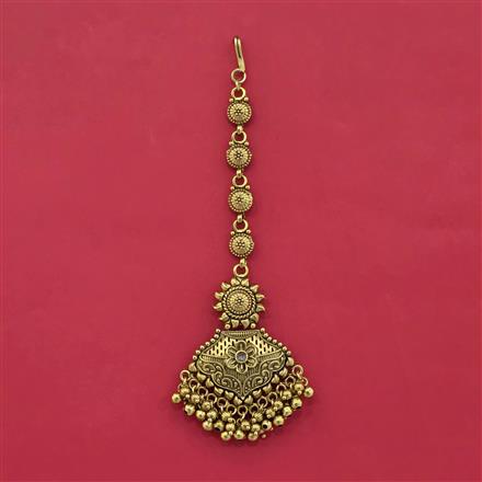 Antique Moti Tikka With Matte Gold Plating