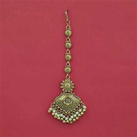 Antique Moti Tikka With Matte Gold Plating
