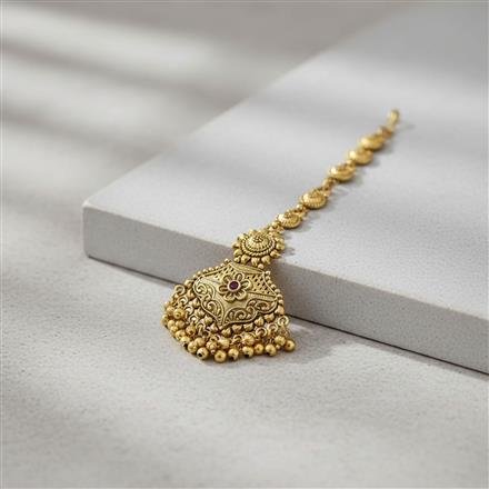 Antique Moti Tikka With Matte Gold Plating