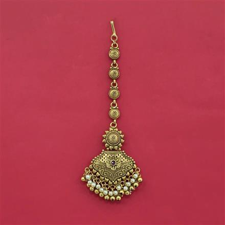 Antique Moti Tikka With Matte Gold Plating