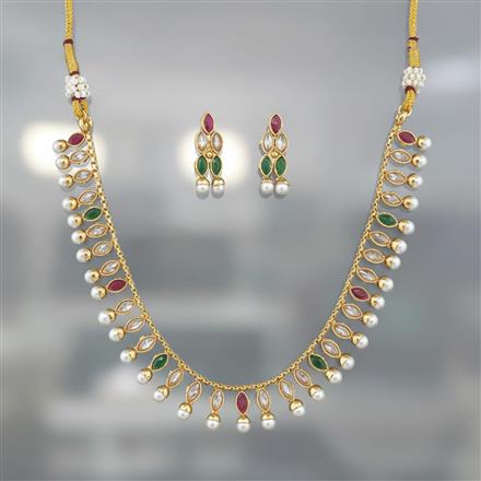 Antique Moti Necklace Set With Gold Plating