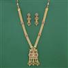 Antique Long Necklace Set With Matte Gold Plating