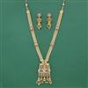 Antique Long Necklace Set With Matte Gold Plating