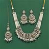 Antique Moti Necklace Set With Mehndi Plating