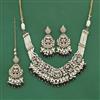 Antique Moti Necklace Set With Mehndi Plating